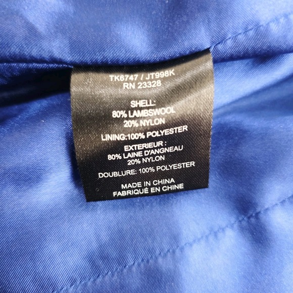 Trina Turk Women Lambswool Royal Blue Pea Coat Size 6 - Picture 4 of 5